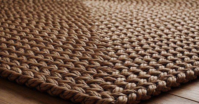 Alfombra de yute de fibra natural con la trama a la vista